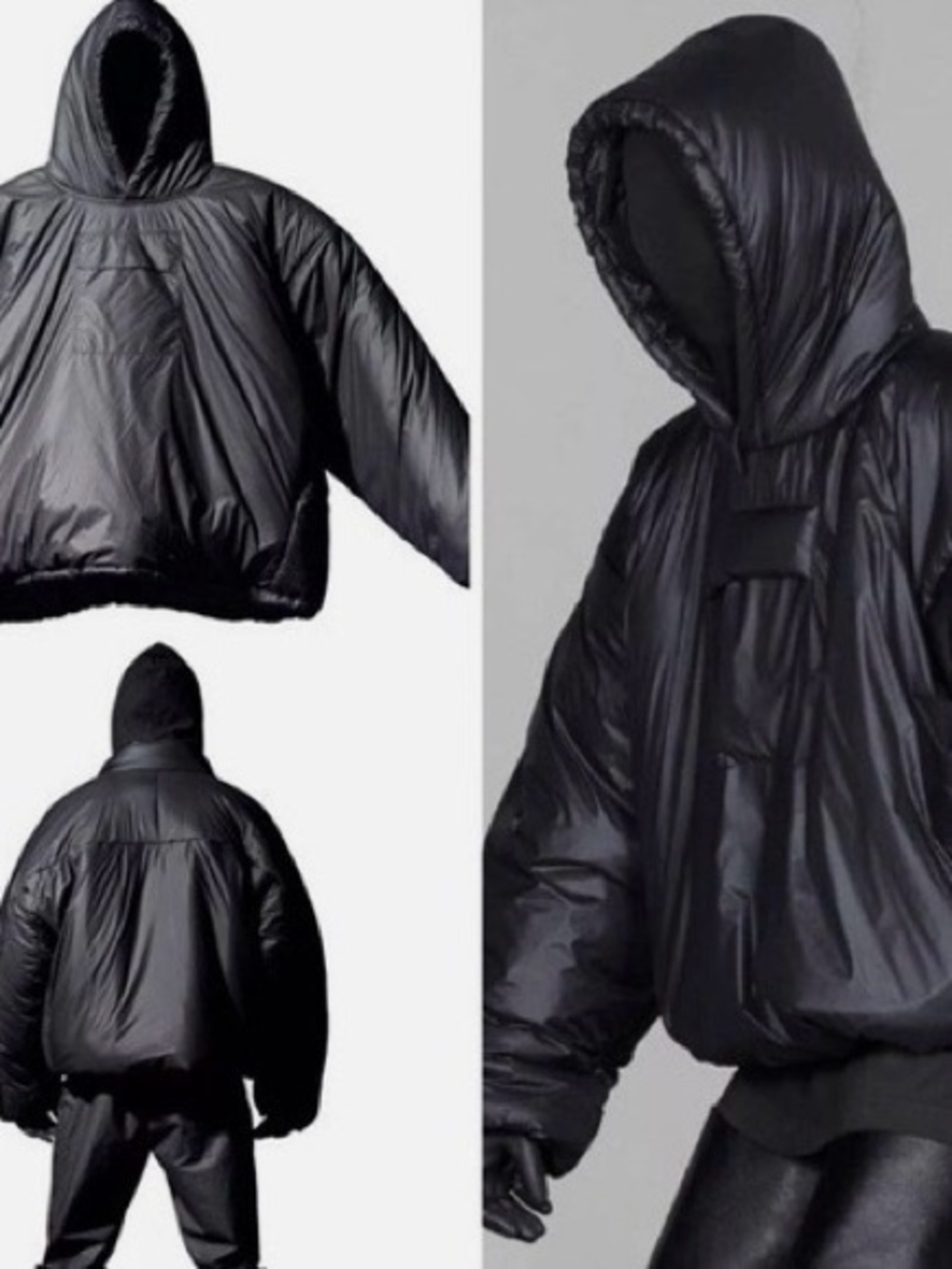 Yeezy Black Oversized Hooded Puffer Jacket